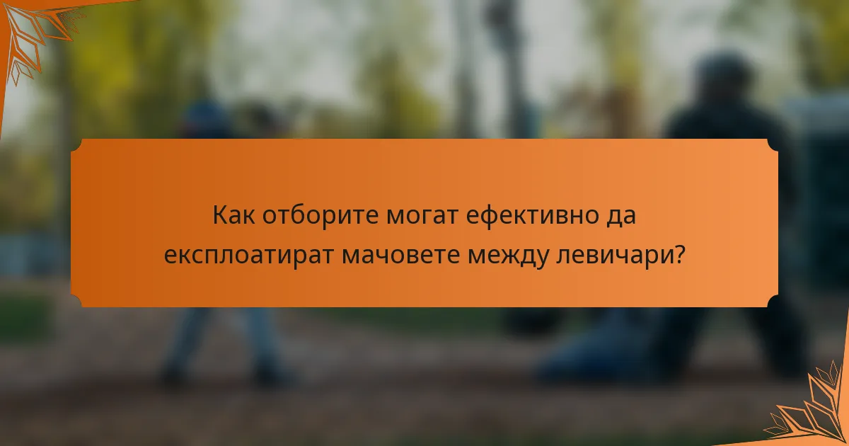 Как отборите могат ефективно да експлоатират мачовете между левичари?